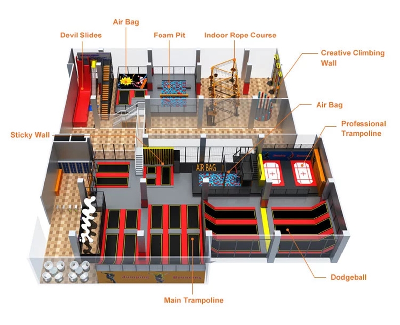 Hình ảnh thiết kế khu vui chơi công viên trampoline
