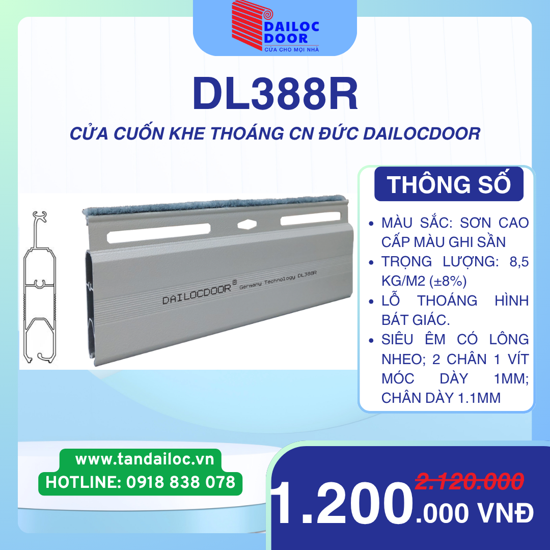 CỬA CUỐN NHÔM KHE THOÁNG CÔNG NGHỆ ĐỨC DAILOCDOOR DL388RR