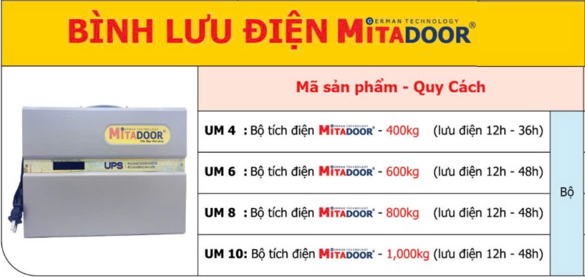 Bình lưu điện cuốn Mitadoor hiệu UM