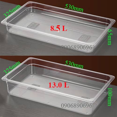 Khay 1/1 nhựa mika cứng, giá khay 1/1, khay nhựa mica 1/1x65, khay mica nhựa 1/1x100
