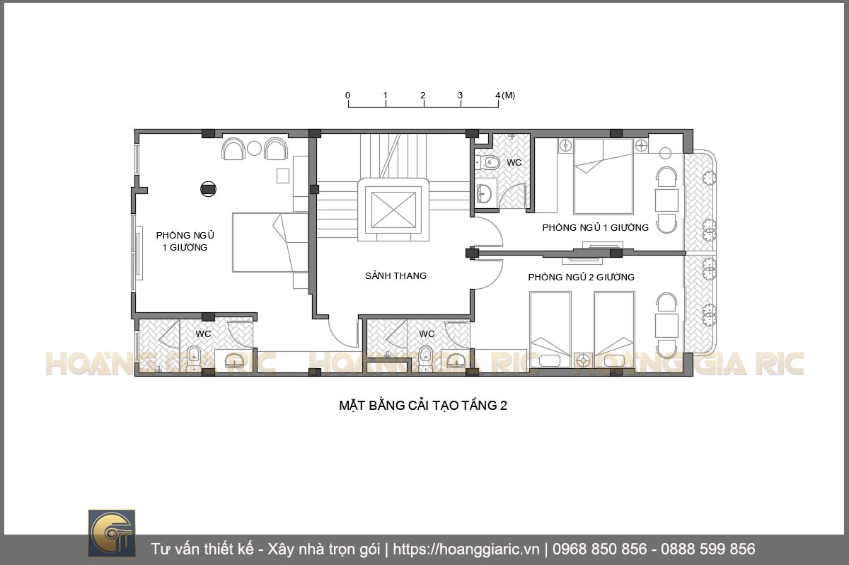 Thiết kế mặt bằng kiến trúc tầng 2 khách sạn tân cổ điển Quảng ninh at2016
