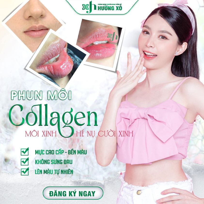 Phun môi collagen