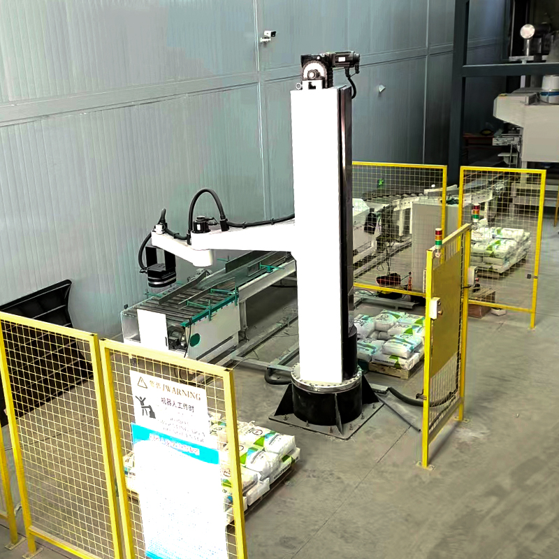 Dây chuyền đóng gói kết hợp robot xếp pallet