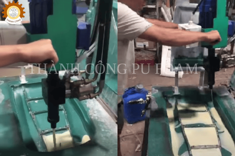 máy đổ mút nệm PU