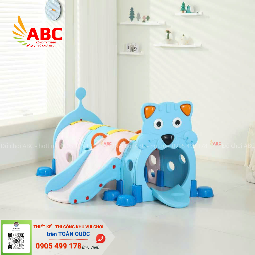 Hầm chui cầu trượt mèo con có kích thước 183*138*103cm