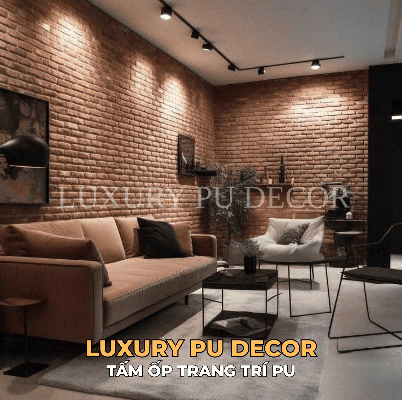 tấm pu giả gạch cổ trang trí phòng khách