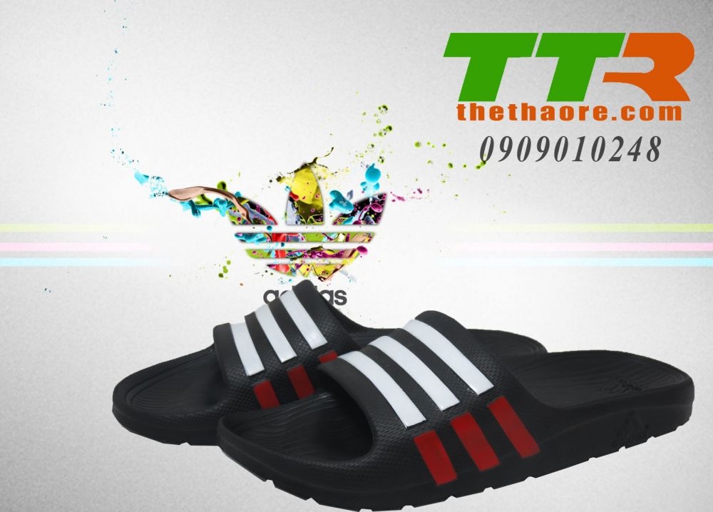 Dép Đúc Adidas Sọc Trắng Đỏ. Mã SP: DA120