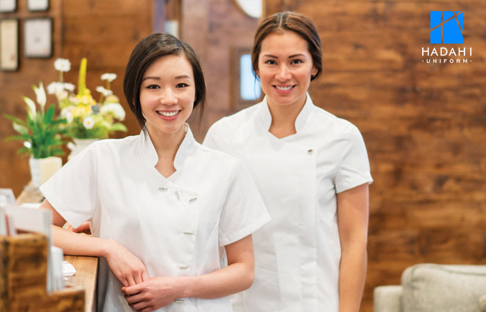 May đồng phục spa đồng bộ