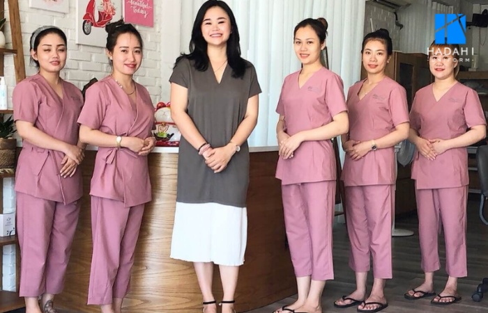 Dịch vụ may áo đồng phục spa tại Myone