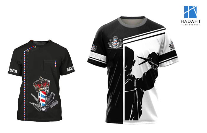 Áo thun đồng phục barber form rộng theo phong cách tối giản