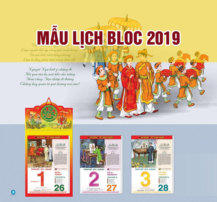 Mẫu lịch bloc, in lịch bloc hà đông