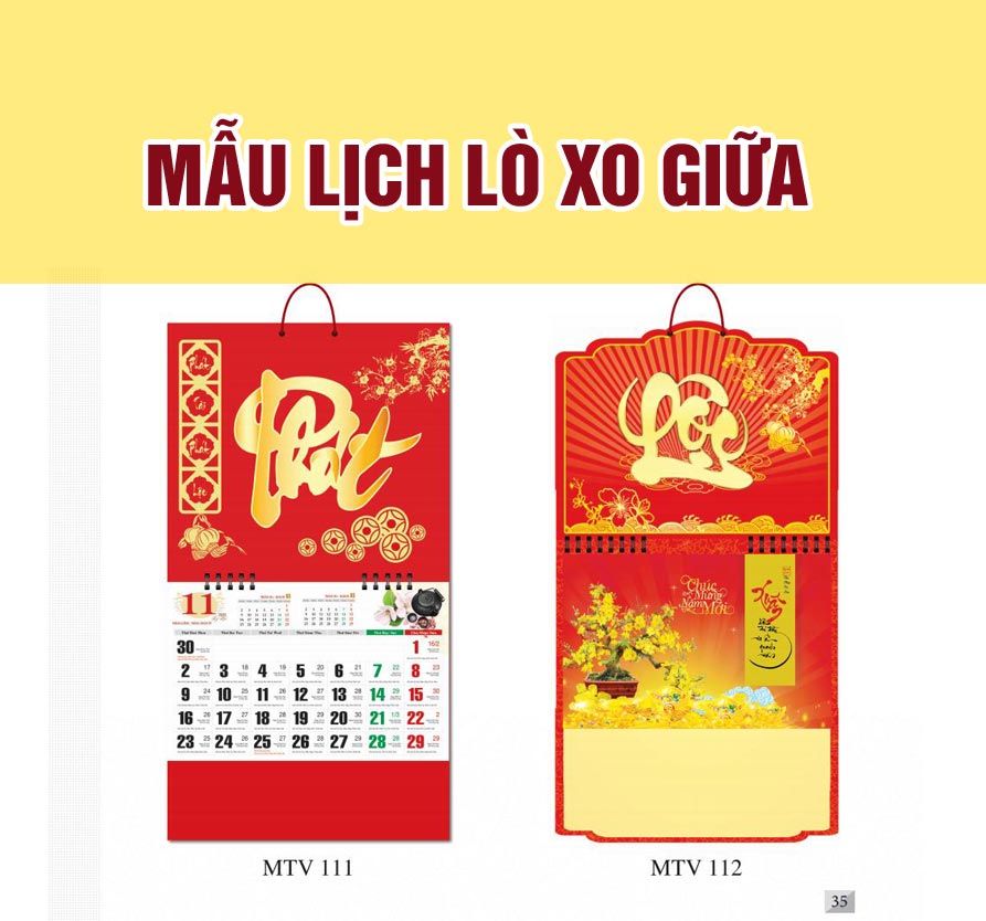 mẫu lịch lò xo