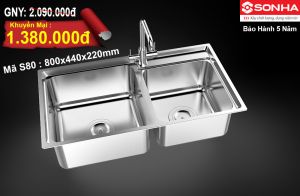 Chậu rửa bát Inox 304 Sơn Hà S80